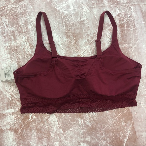 Auden by Target Burgundy Lightly Padded Soft Bra with Lace in XXL ~ NWT! - Picture 3 of 5